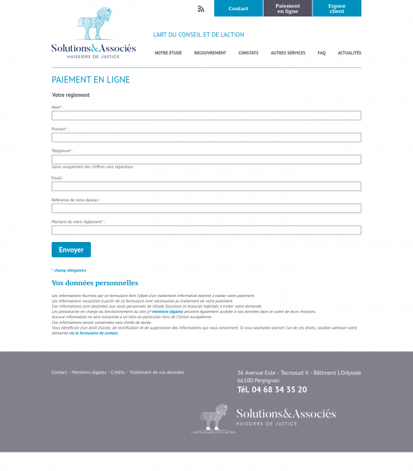 Un paiement en ligne au fonctionnement spécifique d'un huissier de justice, ici pas de catalogue ni de panier... Un paiement en ligne au fonctionnement spécifique d'un huissier de justice, ici pas de catalogue ni de panier...