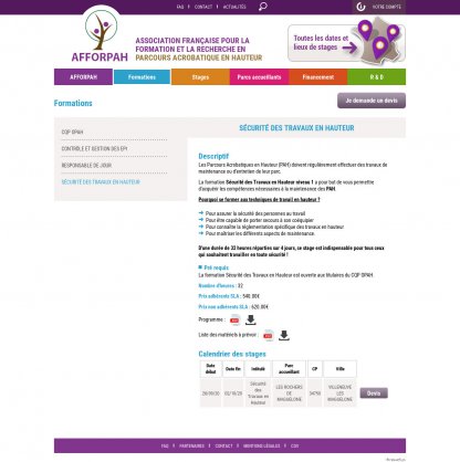 La présentation des programmes de formation s'accompagne du calendrier des stages, là encore pour accompagner au mieux les visiteurs dans leurs démarches La présentation des programmes de formation s'accompagne du calendrier des stages, là encore pour accompagner au mieux les visiteurs dans leurs démarches